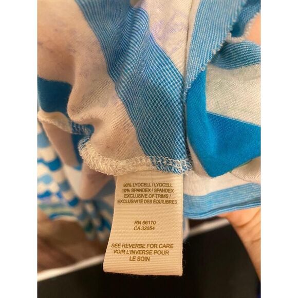 Free People size 12 Blue White Striped Racerback V-Neck wrap Dress Boho camo - Picture 8 of 11